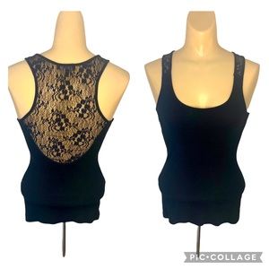 Express Size S Black Racerback Lace Detail Tank